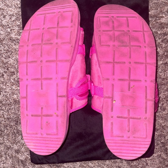 Pink satin drako slides main image 5